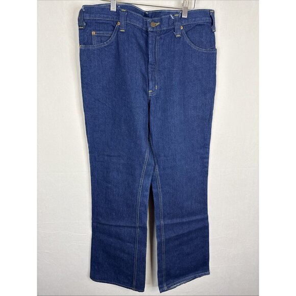 Vintage GWG Scrubbies Jeans Bootcut Men 36X34 Dark Blue Denim 1970s–80s NWT - Picture 2 of 6